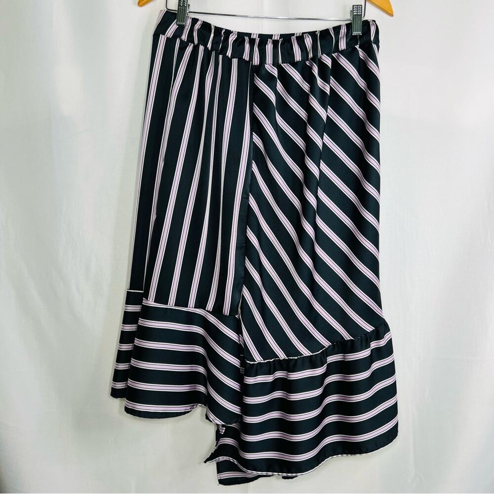 A New Day Striped Ruffle High Low Skirt M